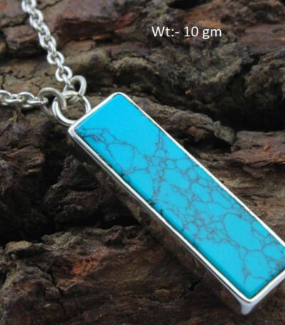 Turquoise Pendant with Silver Chain