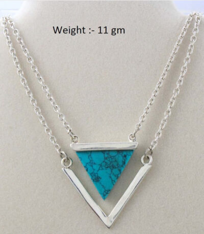 Turquoise Aura Trillion Silver Pendant Chain